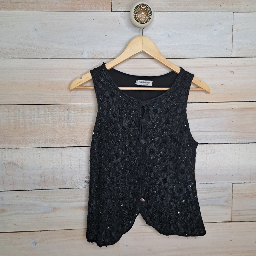 90's Vintage Giorgio Armani Le Collezioni Old Hollywood Sequin Top Women's 12
